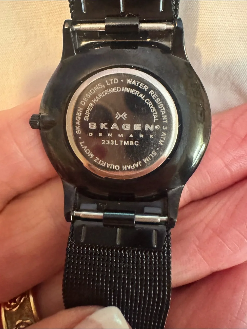 Skagen Women’s Black Titanium Mesh Watch with Minimal Dial